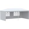 Outsunny Tendone da Giardino Pieghevole per Feste ed Eventi con Pannelli Rimovibili, 5.83x2.95 m, Bianco