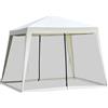 Outsunny Gazebo da Giardino o Esterno Impermeabile con Zanzariere Tendone in Poliestere 3 x 3 x 2.45 m Beige|Aosom.it