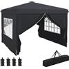 Outsunny Gazebo 3x3m Pieghevole con Borsa da Trasporto e Fori di Drenaggio,Altezza Regolabile, in Oxford impermeabile e acciaio, Grigio | Aosom Italy