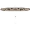 Outsunny Ombrellone Doppio a 12 Stecche con Manovella, in Poliestere e Acciaio, 450x265x260 cm, Bianco Crema