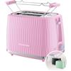 Russell Hobbs 27372-56 Tostapane 2 Fette, 6 Gradi di Doratura, con Pinze, Scongela, Riscalda, Cancella Selezione, Vassoio Raccogli Briciole, Riscalda Panini, Esterno Testurizzato, Eden Lampone