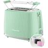 Russell Hobbs Tostapane 2 fette, 6 gradi di doratura, con Pinze, Scongela, Riscalda, Cancella selezione, Vassoio raccogli briciole, Riscalda panini, esterno testurizzato, Eden Pistacchio 27374-56