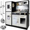 Kruzzel Cucina in Legno per Bambini Grande Alta 80cm Nera Giocattolo con Luci e Suoni