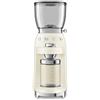 Smeg, Macinacaffè CGF11CREU, Livello di Macinatura Regolabile, 30 Step di Macinatura, Contenitore Chicchi Caffè da 350g, Quantità di macinatura regolabile, con Sistema Antistatico, 150W, Crema