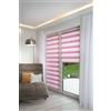 Khome K-home® Tenda a rullo doppia Klemmfix, Madrid, senza fori, rosa, larghezza 45 x altezza 200 cm