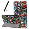 Artfeel Custodia per Lenovo Tab M10 TB-X605/TB-X505,Sottile Leggero Pelle Cover Pieghevole Supporto Regolabile Multi-Anglo Caso Slim Flip Folio Tablet Copertura,Graffiti