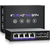 NICGIGA 6 porte 2.5G Ethernet Switch non gestito, 4 porte Base-T 2.5Gb + 2 Port 10G SFP+, compatibile con 100/1000/2500Mbps, montaggio su tavolo/parete Switch di rete NICGIGA 2.5Gbe per AP wireless, NAS, PC