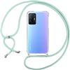 ISOI Cover Compatible con Xiaomi Mi 11T 5G/11T Pro 5G, Trasparente Custodia con Collana Xiaomi Mi 11T 5G/11T Pro 5G, Bumper con Cordino Antiurto Case con Angoli Rinforzati Cordoncino - Verde