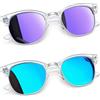 Joopin Occhiali da Sole per Uomo Donna Polarizzati Protezione UV Retrò Vintage Rettangolari Quadrati Specchio Occhiale da sole Mezza Montatura Unisex (Blu e Viola)