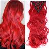 SEGO Extension Capelli Clip Ricci Mossi 60cm 140g Full Head 8 Fasce Extensions Rosse Posticci Capelli Sintetici - Rosso Scuro