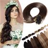 SEGO Extension Capelli Veri Cheratina 200 Ciocche 100g - 45cm 100% Remy Pre-Bonded Human Hair Indiani Hair U Tip #2 Castano Scuro