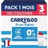 CARRYBOO Delle nostre regioni - Pannolini misura 3 4-9 kg - Pannolini usa e getta di origine francese, strato locale ed ecologico, composizione naturale, prezzo accessibile, 150 pannolini usa e getta