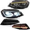 VLAND Fari e fanali posteriori a LED adatti a Golf 7 MK7 TDI TSI 2013-2020, con visualizzazione sequenziale (proiettore LED+fumo)
