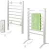 Todeco Scaldasalviette Termoarredo Bagno con Timer, 2in1 da Terra e Parete Asciuga Asciugamani Elettrico, Asciugabiancheria Portasciugamani, Compatto e Versatile, 8 Barres