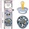 BIBS x Liberty Colour Ciuccio, 6-18 mesi, pack da 2, Bobo Dusty Blue/Petrol | Tettarella rotonda | Lattice di gomma naturale | Taglia 2 | Senza BPA | Prodotto in Danimarca | Scudo anti-irritazione