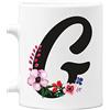 Colorfamily Tazza Mug con Iniziale Floreale - Lettera G - 100% ceramica