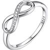 Bestyle Anelli Argento 925 Donna Anelli Infinito Donna con Zirconi Fede Matrimonio Misura 25, Confezione Regalo