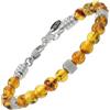 10:10 Bracciale Uomo Donna Pietre Naturali Ambra 6 mm, Acciaio Inox Inossidabile, Braccialetto Misura Regolabile, Made In Italy (Ambra)