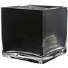 WGVI WGV Vaso in vetro a forma di cubo, portacandele, 12,7 x 12,7 x 12,7 cm, nero, elegante contenitore floreale per matrimoni, feste, cerimonie, eventi, ufficio, decorazione per la casa, 1 pezzo