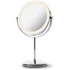 Medisana CM 844 Specchio trucco con ingrandimento, specchio bagno con luce, batteria ricaricabile, luce LED a regolazione continua e 2 superfici a specchio rotanti con e senza ingrandimento 7x