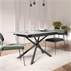 DEGHI Tavolo allungabile 120-160x80 cm con top in ceramica grigio e gambe in metallo nero - Augusto