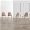 DEGHI Set 4 sedie in velluto trapuntato beige con gambe in metallo oro - Lord
