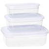Generico Set 3 Contenitori in Plastica 'Lizzy' con Coperchio, 2 Colori Assortiti (14x14x5 cm, 16x11,5x6 cm, 19x14x7 cm) (BIANCO)