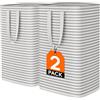 Lifewit Cesto Portabiancheria, Grande Cesta Portabiancheria Pieghevole con Manici Allungati, Portabiancheria Sporca, Laundry Basket per Vestiti, Asciugamani, Coperte, Grigio, 80 L, Set di 2