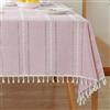 meioro Tovaglie Boho 90x90cm Quadrata Tovaglia per l'arredamento Della Casa, Copritavolo Rustico Cucina, Tovaglia di Lino con Nappe per la Protezione Tavolo, Ristorante, Dinning (Rosa)