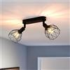 ANWIO Faretti LED Soffitto Regolabili Base Rettangolare,Faretti da Muro con 2 Lampadine LED Attacco E14,Lampadario Vintage Lampada da Soffitto per Negozio,Bar,Cucina,Soggiorno,Lampadine Escluse EUC-EA