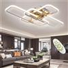 SXLXQM Lampadario Soggiorno LED Dimmerabile Moderna, Plafoniera LED Soffitto Rettangolare 86W 10750 lumen, Lampadario a Sospensione Grande 3000K-6000K, per Soggiorno, Camera da Letto