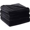 HOZY Plaid - Coperta in pile, 150 x 200 cm, colore: Nero morbido e caldo, 350 gsm, coperta per letto e divano in flanella, reversibile double face