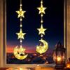 BrizLabs Luci Decorazioni per Finestre Ramadan, 2 Pezzi Luce Stella Luna Castello a Batteria con Timer Luci a Stringa di Eid Mubarak Luminosa Decorativo per Interni Casa Festa Balconi, Bianco Caldo