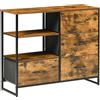 HOMCOM Cassettiera con 4 Cassetti in Tessuto Pieghevole e 2 Ripiani Aperti, in Stile Industriale, 84x30x71.5cm, Marrone | Aosom