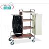 Carrello portabiancheria Rovere, 4 piani, 2 reggisacco, ruote elastiche, 2 frenate