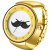Silverora Orologio ad anello in acciaio inox elastico: orologio analogico al quarzo da uomo e da donna, con numeri arabi, scala estensibile, ideale come regalo per uomini e donne, gold