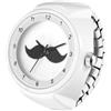 Silverora Orologio ad anello in acciaio inox elastico: orologio analogico al quarzo da uomo e da donna, con numeri arabi, scala estensibile, ideale come regalo per uomini e donne, Barba bianca