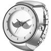 Silverora Orologio ad anello in acciaio inox elastico: orologio analogico al quarzo da uomo e da donna, con numeri arabi, scala estensibile, ideale come regalo per uomini e donne, argento, Bracciale