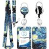 UHDS Porta Badge da Collo, Portabadge Collo Retrattile per Porta Badge Identificativo, Cordino con Moschettone, Adatto Per Cordino Per Telefoni Cellulari, Forniture Per Ufficio E Scolastiche (Starry sky)