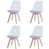 EGOONM Set di 4 Sedia da Pranzo,Sedie Stile Nordico, Sedia Trasparente Sedia da Ufficio Sedia da Cucina (Grigio-PU)