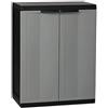 Avilia Armadietto Basso con 2 Ante e Ripiano Regolabile - Mobile per Interni ed Esterni, in Polipropilene, 65x37x85 cm, Nero e Grigio