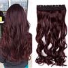 SEGO Extension Clip Capelli Ricci Mossi Lunghi Fascia Unica Hair Sintetici con 5 Clips 3/4 Full Head 43cm 120g #110W Vino Rosso