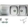 FHULLER Lavello TM1162ILPC da incasso 2 vasche con gocciolatoio sinistro | Acciaio Inox Prelucido | 116x50 cm | Foro Scarico 3,5" | Lavello Cucina Resistente, Igienico e Facile da Pulire