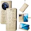 Fertuo Cover per Realme 12 Pro / 12 Pro Plus, Custodia Portafoglio a Libro in Pelle Flip Cover con Porta Carte, Chiusura Magnetica [Disegni di Gatto Cane] Case Antiurto per Realme 12 Pro, Oro