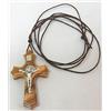 GTBITALY 10.023.90 Lac Collana Croce di San Benedetto Sagomata in Legno ulivo con Laccio 5 cm