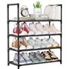 SOLVIEW Scarpiera in metallo con 4 ripiani, organizer per 12 paia, impilabile, colore nero, salvaspazio, per corridoio, esterno, ripostiglio, 60 x 25,5 x 72 cm