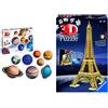 Ravensburger 11668 Puzzle 3D, Sistema Solare, 540 Pezzi & 12579 Puzzle 3D Torre Eiffel, Edizione Speciale Notte Con Led, 216 Pezzi