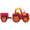 Battat Wonder Wheels by Battat - Trattore e rimorchio giocattolo rosso - Giocattoli da fattoria per bambini, bambini piccoli - Gioco di finzione - Materiali riciclabili, 1 anno +