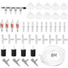 LANCARE Accessori per pompe d'aria, tubo in silicone trasparente da 8 m, set di accessori per pompa d'aria con distributori di valvole d'aria a 4 vie, ventose Air Stone e connettore T/I (4-ways-44pcs)
