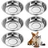 KineticKraft 5 Pezzi Ciotole per Gatti in Acciaio Inox, 15.5 cm Ciotole per Acqua e Cibo in Acciaio Inossidabile, Piatto e Largo, Lavabili in Lavastoviglie, Ciotola di Cibo per Gatti Poco Profondi (Argento)